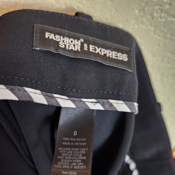Fashion Star for Express Black Slim Ankle Zip Tuxedo Trouser Pants Size 0 - Picture 4 of 9
